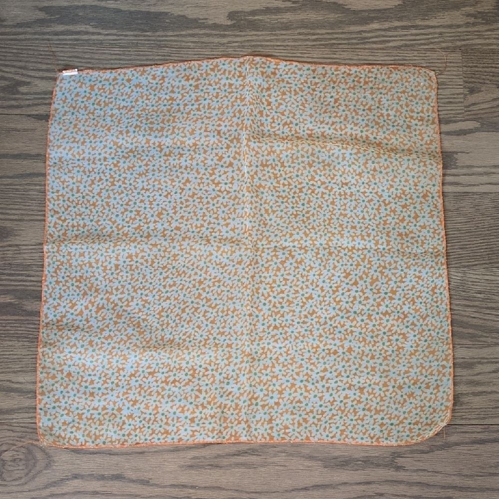 Vintage 90s Daisy Floral Sheer Scarf Orange Lime Green 70's Retro Mod Square